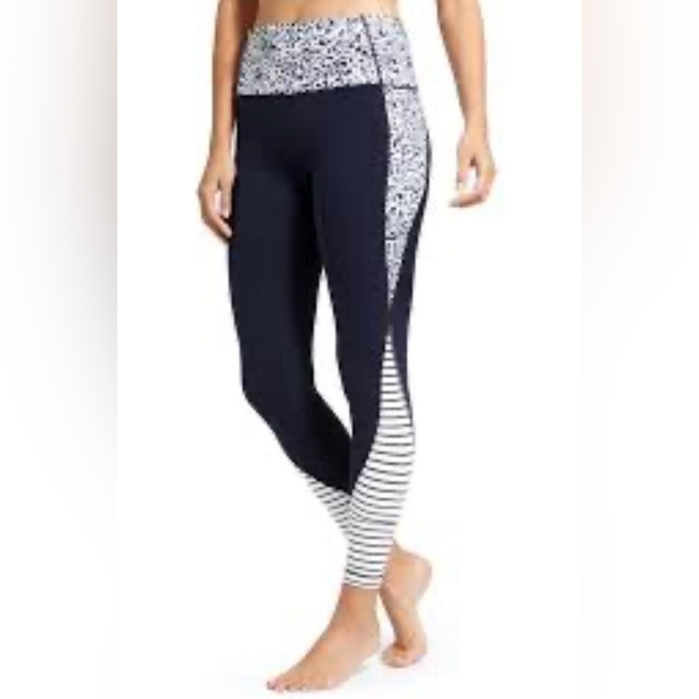 Athleta Navy and White Striped Leggings